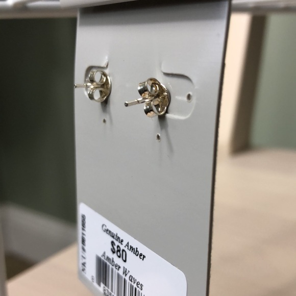 Green Baltic Amber Drop Earrings Sterling Silver Dangle - Picture 4 of 9